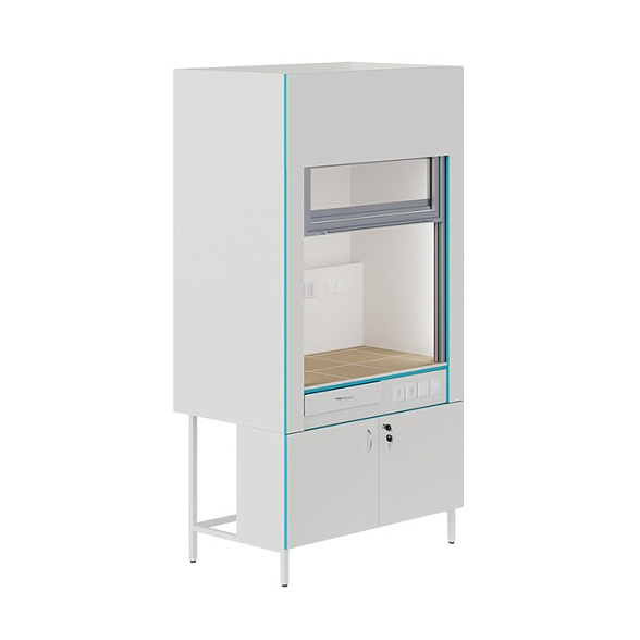 Вытяжной шкаф с сантехникой и столешницей из керамогранитной плитки Теолаб ШВ-1200 КГ-С-Комфорт