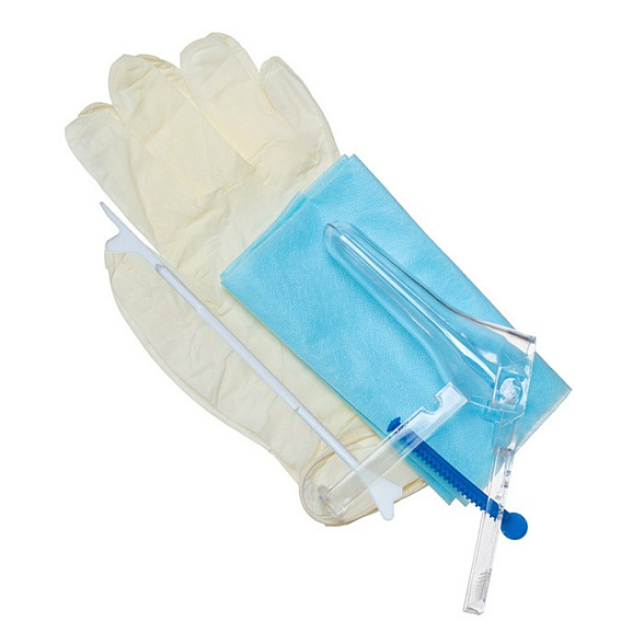 Набор инструментов и принадлежностей №1 для гинекологических обследований (зеркало №2 с центральным винтом, перчатки, салфетка, зонд урогенитальный тип Е "Шпатель Эйра")