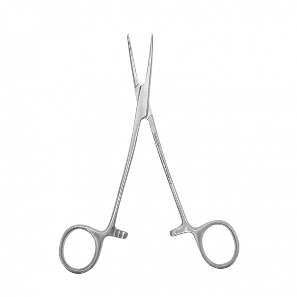 Зажим кровоостанавливающий Москит изогнутый по плоскости 152мм