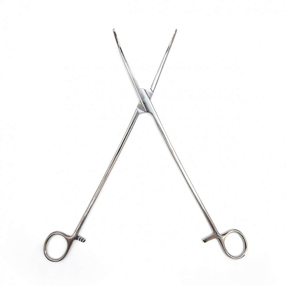 Зажим кровоостанавливающий, зубчатый, изогнутый №3, 285 мм. Surgiwell