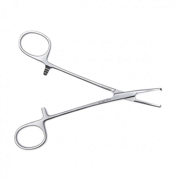 Зажим медицинский KOCHER, кровоостанавливающий 1х2 зубый, зубчатый, изогнутый, № 1, 150 мм (З-21-1р), МИЗТ