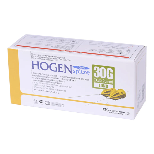 Иглы карпульные 30Gx25mm (0,3 х 25) уп. №100 Ноgen Spitze C-K Dental Ind. Co., LTD