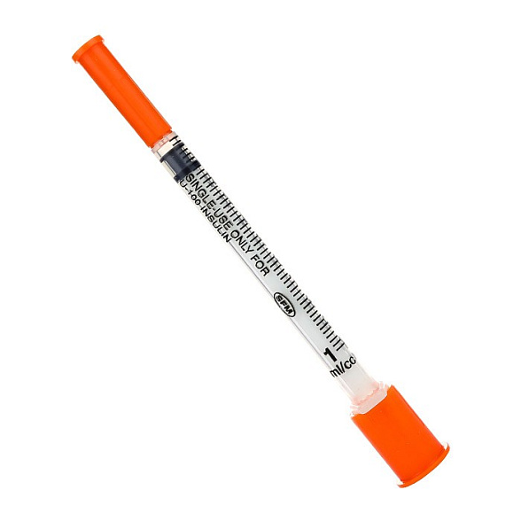 Шприц 1,0 мл. инсулиновый U - 100 (3-х) SFM, одноразовый стерилизованный с интегрированной иглой 0,33 х 12,7 - 29G № 10 (полибэг), 100 шт