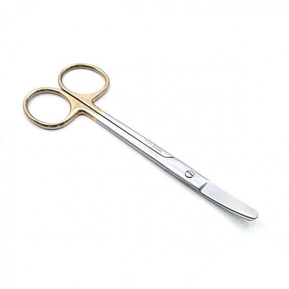 Ножницы хирургические тупоконечные вертикально-изогнутые, с твердосплавными вставками, 150 мм (Н-140р), МИЗТ