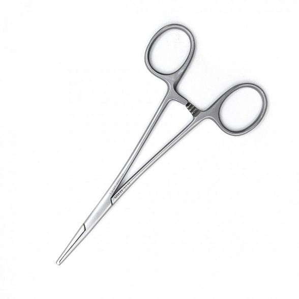 Зажим медицинский KOCHER, кровоостанавливающий 1х2 зубый, зубчатый, прямой, № 1, 150 мм (З-21р), МИЗТ