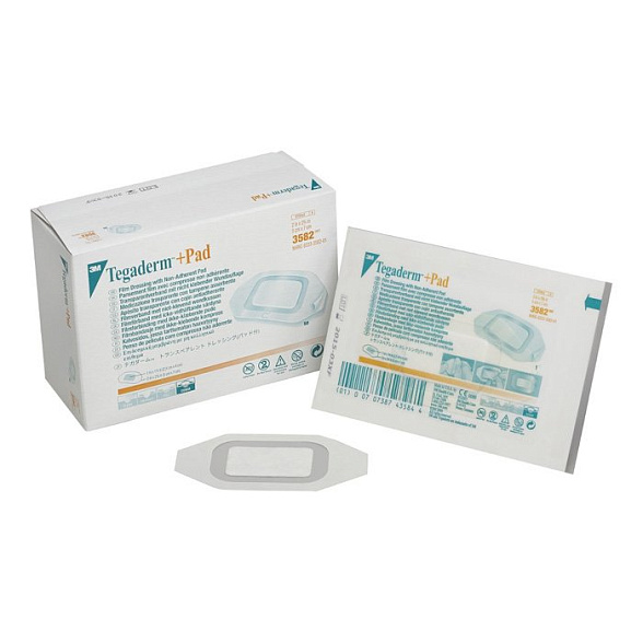 Прозрачная повязка с абсорбирующей прокладкой Tegaderm + pad 3582 5 см х 7 cм 50 шт., 3M