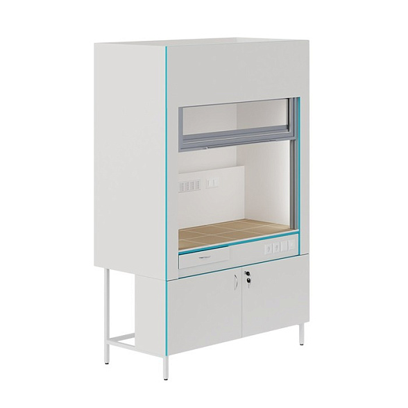 Вытяжной шкаф с сантехникой и столешницей из керамогранитной плитки Теолаб ШВ-1500 КГ-С-Комфорт