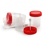 Контейнер для биопроб 60 мл. полимерный со шпателем