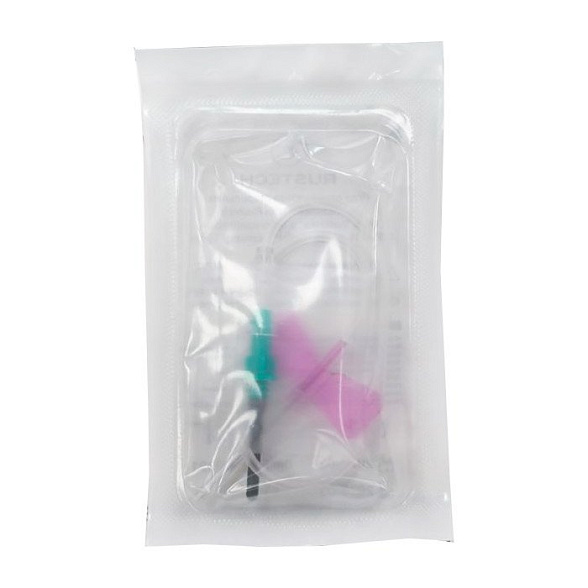 Игла одноразовая стерильная для взятия крови Rustech Игла-"бабочка" с луэр-адаптером 0,55х19мм (24Gх3/4''), катетер 19 см, 100 шт/уп