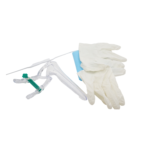 Набор гинекологический смотровой одноразовый стерильный «Ева» (Зеркало гинекологическое по Куско №3 с центральным поворотным фиксатором, цитощетка, салфетка Б-16, перчатки латексные М)