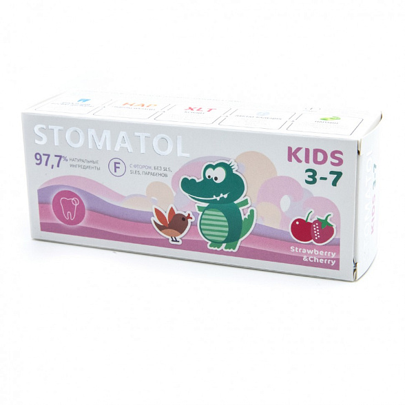 STOMATOL Зубная паста детская 3-7 лет Strawberry & cherry 50гр
