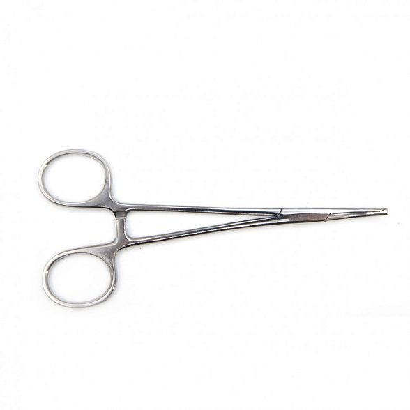 Зажим кровоостанавливливающий, одно- и двузубый, зубчатый, изогнутый №1, 155 мм. Surgiwell