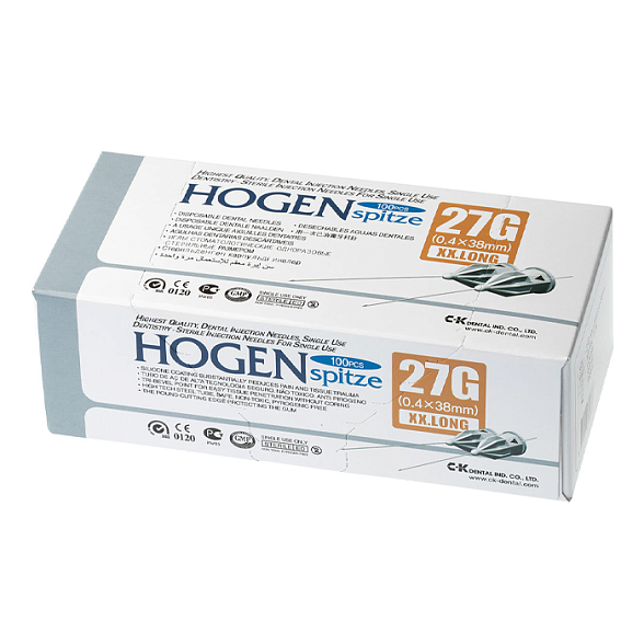 Иглы карпульные 27Gx38mm (0,4 x 38) ул. №100 Hogen Spitze C-K Dental Ind. Co., LTD
