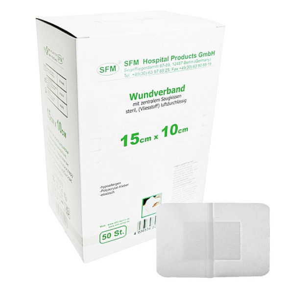 Лейкопластырь SFM повязка 15,0 см х 10,0 см №1, 50 шт/уп