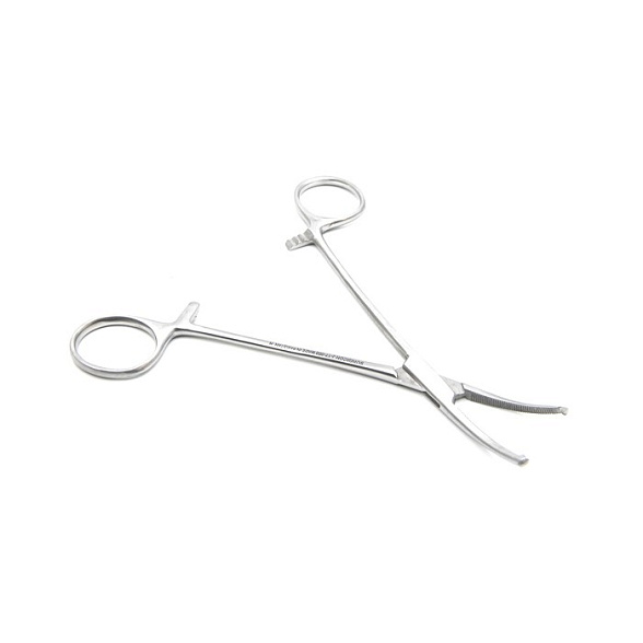 Зажим кровоостанавливающий 1х2 зубый зубчатый изогнутый N 1 150мм