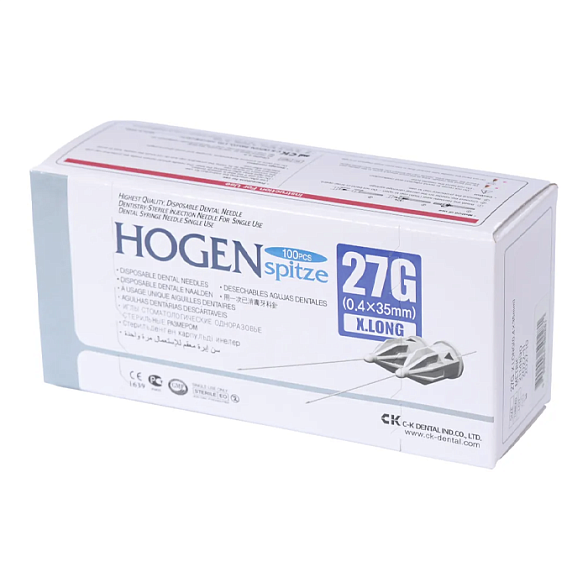 Иглы карпульные 27Gx35mm (0,4 x 35) уп. №100 Hogen Spitze C-K Dental Ind. Co., LTD