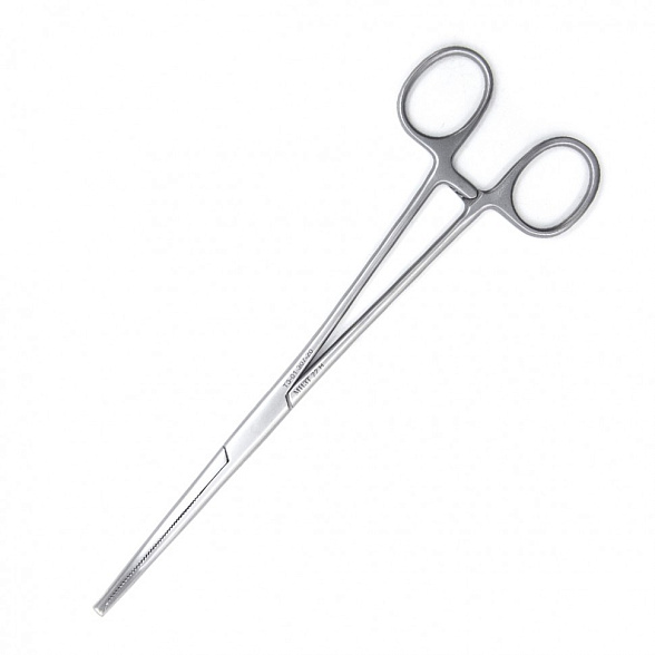 Зажим медицинский MIKULICZ, с кремальерой для прикрепления операционного белья к брюшине, изогнутый, 200 мм (&З-38р) , МИЗТ