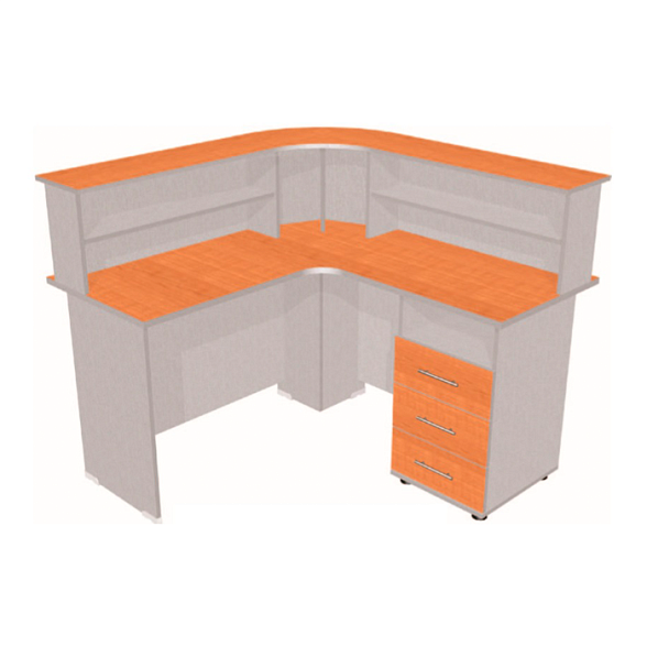 Пост медсестры 1-тумбовый тумба 3-ящиками с нишей СТПМ 1 1300х1300х1100мм