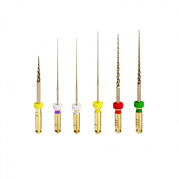 MG3, 25мм, в наборе: 17/.12, 12/.vt, 16/.vt, 18/.05, 25/.06, 35/.04 стерильные машинные файлы, никель-титан 6 шт., EuroFile