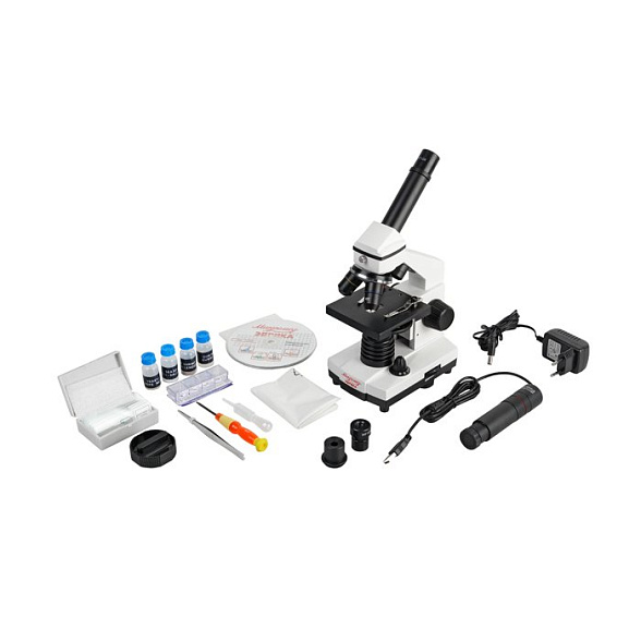 Микроскоп учебный Эврика 40х-1280х с видеоокуляром в кейсе