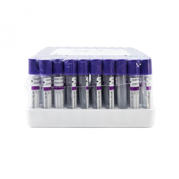 Вакуумные пробирки Lab-Vac с К3 ЭДТА, фиолетовые, 4 мл, 13х75 мм (уп. 100шт) 143041375