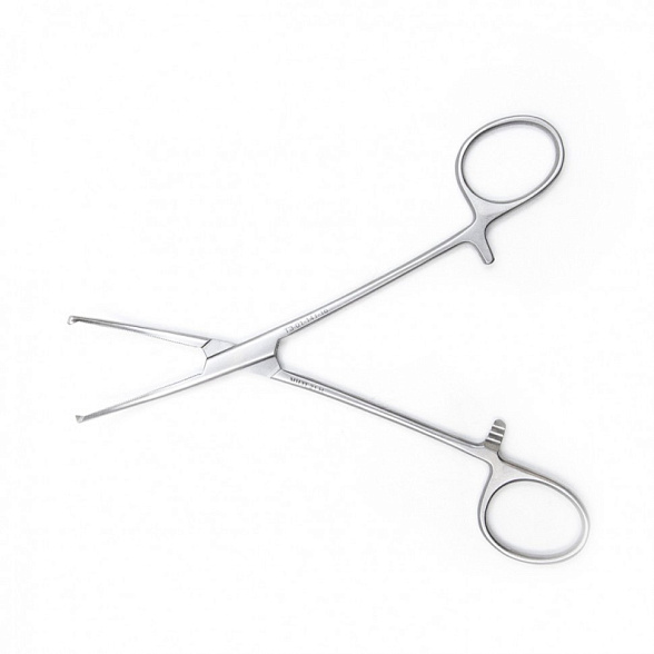 Зажим медицинский KOCHER-OCHSNER, кровоостанавливающий 1х2 зубый, зубчатый, изогнутый № 2, 160 мм (З-5-1р), МИЗТ