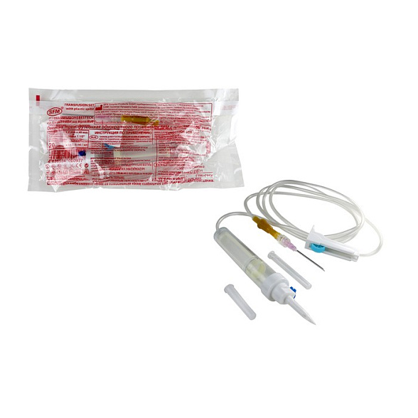 Система  Трансфузионная SFM ПК 23-02 для переливания крови (пластик. шип), игла 1,20 х 40 - 18G, LUER LOCK