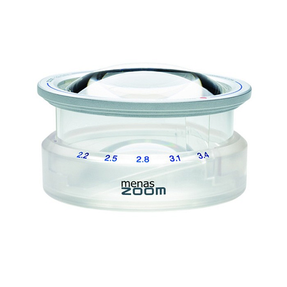 Лупа светопольная менисковая асферическая настольная с зумом Eschenbach menas ZOOM, диаметр 65 мм, 2.2х-3.4х