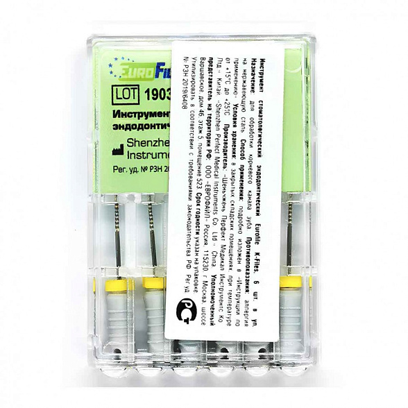K-Files, 25мм, №15, дрильборы ручные, сталь, 6 шт. Eurofile