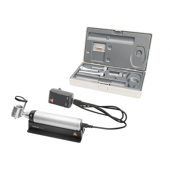 Отоскоп ветеринарный G100 с рукояткой батареечной BETA, c принадлежностями Heine