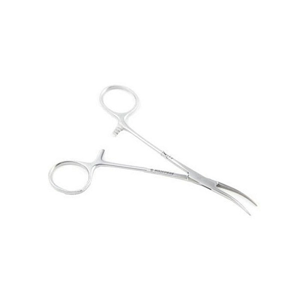 Зажим кровоостанавливающий Москит изогнутый по ребру для новорожденных 125мм