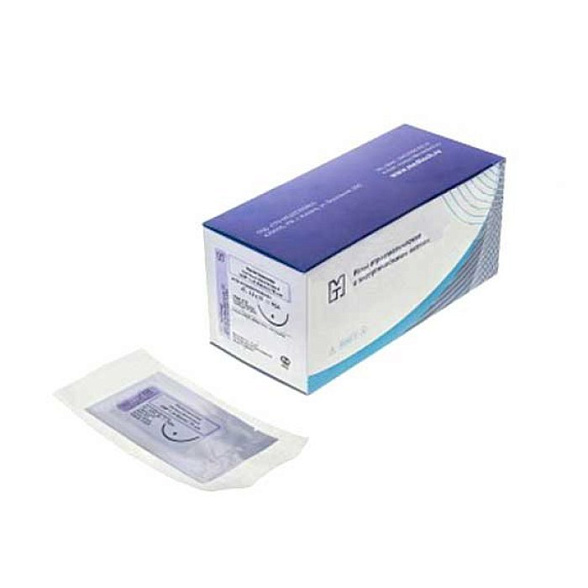 КАПРОН плетеный неокрашенный стерильный USP 2/0 (MР3), 150 см ПТО Медтехника, 20шт/уп