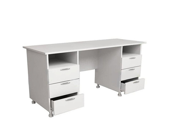 Стол для оснащения кабинета врача двухтумбовый на опорах СМ-2-03.02