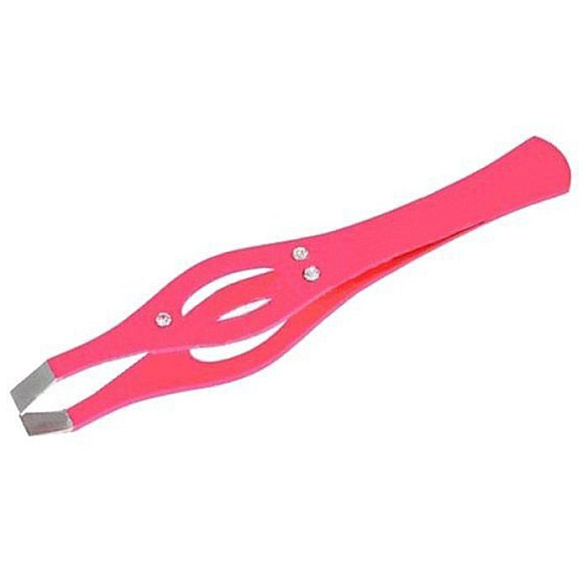 Пинцет прямой PT-213 (2)-DP (темно-розовый со стразами) Metzger