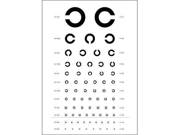 OLD Таблица для определения зрения С кольцами Ландольта