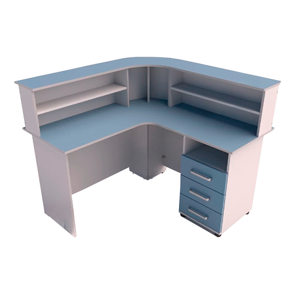 Пост медсестры 1-тумбовый тумба 3-ящиками с нишей СТПМ 1 1300х1300х1100мм