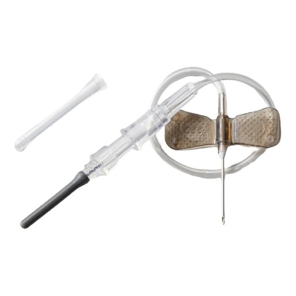 Игла-"бабочка" Rustech одноразовая стерильная для взятия крови с луэр-адаптером 0,7х19мм (22Gх3/4''), катетер 19 см, 100 шт/уп