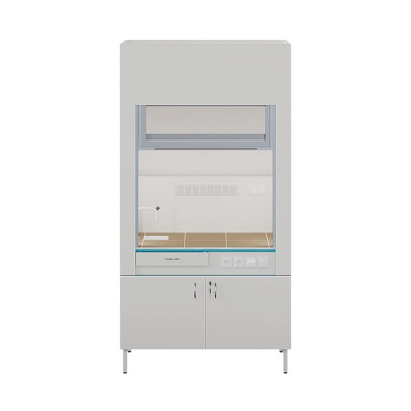 Вытяжной шкаф с сантехникой и столешницей из керамогранитной плитки Теолаб ШВ-1200 КГ-С-Комфорт