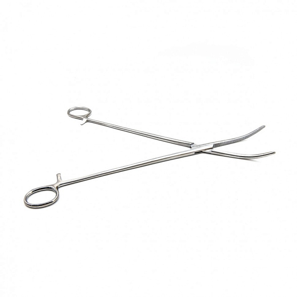 Зажим кровоостанавливающий, зубчатый, изогнутый №3, 285 мм. Surgiwell