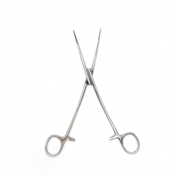 Зажим кровоостанавливающий, зубчатый, изогнутый №2, 205 мм. Surgiwell